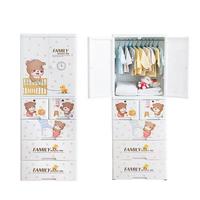 Armoire Enfant 5 Tiroirs Style Dessin Animé avec Espaces de Rangement Penderie pour Vêtements Commode Bébé Meuble Rangement Chambre Enfant