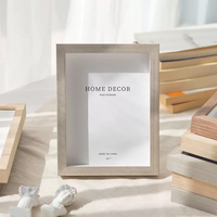 Cadre photo en bois naturel massif, profond et épais, avec verre frontal, pour affichage sur table de chevet ou bureau – Vente en gros