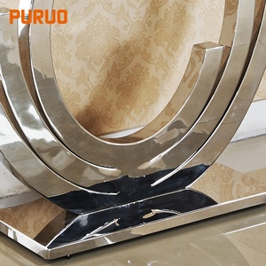Buffet moderne PURUO table de couloir <span class=keywords><strong>haute</strong></span> <span class=keywords><strong>en</strong></span> métal table <span class=keywords><strong>console</strong></span> <span class=keywords><strong>en</strong></span> <span class=keywords><strong>verre</strong></span> trempé transparent clair pour salon - Product Image 2