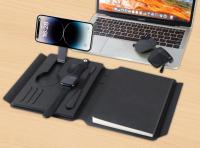 Bloc-notes de banque d'alimentation pour ordinateur portable personnalisé 2025 avec chargeur sans fil et flash USB avec logo LED et lampe de livre pour les cadeaux d'entreprise