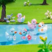 Figurines de canards en caoutchouc fleuris, ornements miniatures pour diorama et décoration de jardin féerique