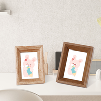 Cadre photo biseauté en MDF Premium 4x6, lot de 2, grain de bois chêne et noyer, pour table ou mur, salon