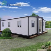 Maison pliable en panneau de sandwich pour 2 chambres, entièrement artisées et extensibles, casiers mobiles