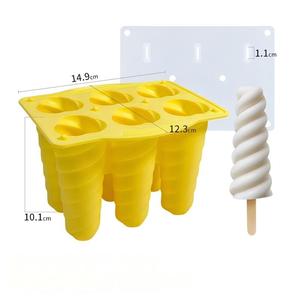 Hot Bán 6 Khoang Xoắn Ốc Sữa Chua Thanh Khuôn Thân Thiện Với Môi Tự Làm Trái Cây <span class=keywords><strong>Ice</strong></span> Popsicle Silicone Khay Cho <span class=keywords><strong>Ice</strong></span> <span class=keywords><strong>Cream</strong></span> Gậy Bền Vững - Product Image 2