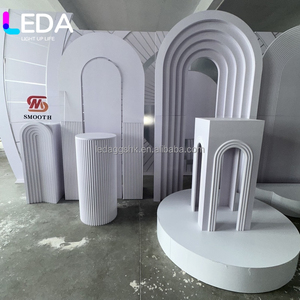 LEDA Hot Sale White 3D Layers Ripple PVC Wedding <b>Backdrop</b> <b>Stand</b> Wave Arch Decor for Wedding Event Ceremony - Product Image 2