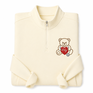 Felpa Personalizzata Ricamata RN con Nome, Design Orsetto Carino per Infermiere, Collo Alto Invernale/Autunnale, Regalo Personalizzato per il Settore Sanitario - Product Image 5