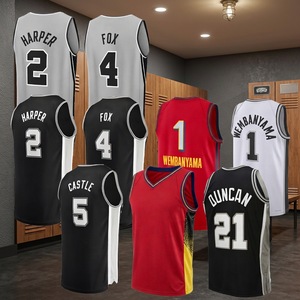 Camisetas de baloncesto personalizadas, camiseta deportiva sin mangas 100% poliéster, nombre del equipo bordado, número del jugador, talla grande - Product Image 3