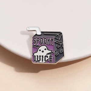 漫画ドリンクエナメルブローチバックパックハロウィンジュース合金バッジコスチュームアクセサリースチール/ゴールデンブロンズジュエリーギフトフレンズ - Product Image 3