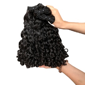 Venta caliente Super doble dibujado euroasiático Curl Raw Virgin Indian Hair Bundles Color natural - Product Image 2