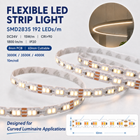 Bande LED en forme de S 24V, CCT réglable, blanc, pliable latéralement, SMD2835, 192 LED/m, CRI élevé, ruban LED