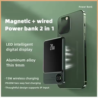 Batterie externe magnétique sans fil en alliage, charge rapide PD 15W 20W, 5000 mAh 10000 mAh, mini batteries externes pour téléphones
