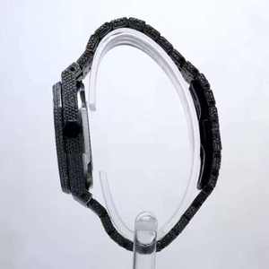 Montre mécanique automatique en acier inoxydable époustouflante, ornée de pierres de moissanite glacées, offrant un savoir-faire de qualité supérieure, analogique - Product Image 5