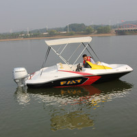 FLIT-460 Bateau de plaisance sportif en fibre de verre soudé de 16 pieds, bateau rapide de tourisme avec moteur hors-bord, 5 places, loisirs