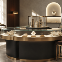 Meubles de présentation de bijoux personnalisables, vitrine en métal, bois et verre transparent éclairée pour boutique duty-free
