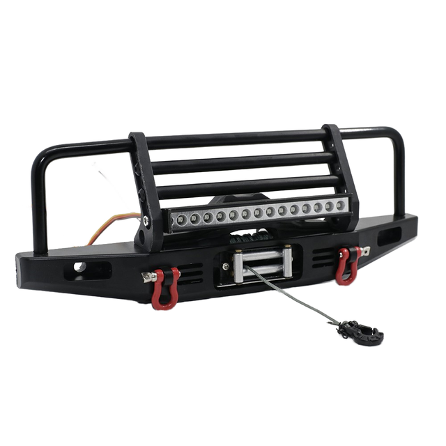 1/10 RC Car Upgrade Parts Metal Front Bumper with Light for Rock Crawler Car Model for TRX4/TRX6 YIKONG YK6101 SCX10 90046 90047