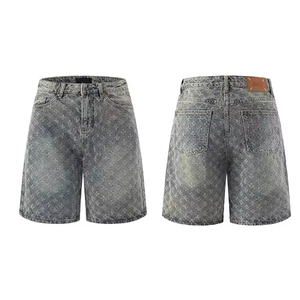 Fabricant de Jorts <span class=keywords><strong>en</strong></span> <span class=keywords><strong>jean</strong></span> <span class=keywords><strong>en</strong></span> gros, Jorts Jacquard de créateur décontractés pour hommes, style mode estivale, taille mi-haute, coupe ample et jambe large - Product Image 5