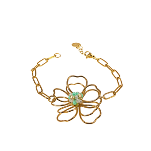 Fashion <b>Beaded</b> <b>Bracelet</b> <b>Gold</b> Plated 316L Stainless Steel Flower Design Sustainable Resistant Jewelry - Product Image 2