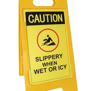 Yellow Slippery Wet Sign Reflective Selbst klebendes Vinyl Vorsicht Wet Floor Sign Yellow Aframe Plastic Sign