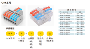 QDF-4-62 Mini Fast Universal <strong>Wire</strong> Splitter 2 in 6 Out <strong>Terminal</strong> <strong>Block</strong> SPL-62 Compact Wiring Cable Connector <strong>Push</strong>-in Conductor - Product Image 3