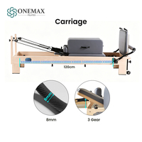 Reformer Pilates Onemax en bois d'érable robuste avec système de ressorts à force variable 1,2 m – Machine professionnelle d'étirement Pilates