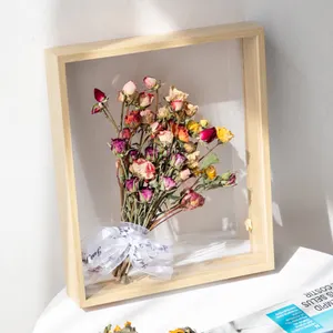 Shadow Box Picture Frame Deep Wooden Photo Frame 8x8 Dried Flowers