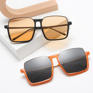 Gafas de sol extragrandes con bloqueo de luz azul para mujer, montura metálica, UV400, antirradiación, montura completa, lentes de PC tipo 3, gafas de sol. - Product Image 2