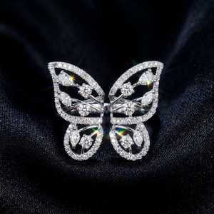 Xinfly 18K White Gold 0.75ctw Natural Diamond Artistic Butterfly <b>Ring</b> Nature-Inspired Filigree Open <b>Ring</b> High-End <b>Adjustable</b> - Product Image 2