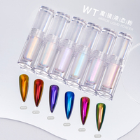 2022 vernis à ongles miroir Aurora Chrome magique poudre liquide Pigment