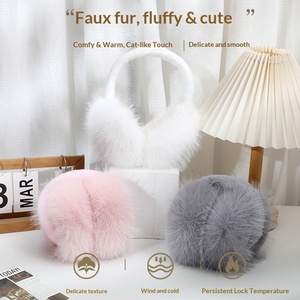 Nuevos Protectores de Orejas Plegables de Felpa Cálidos y Elegantes para Mujer con Piel Sintética de Zorro, Accesorios de Invierno para Exteriores - Product Image 2