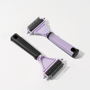 CUSTOM <b>Pet</b> Grooming <b>Brush</b> Deshedding Dematting Undercoat Stainless Steel Plastic Safe for Dogs Cats Small Animal - Product Image 4