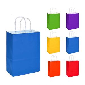 Gift Bags with Handles Flat Bottom Kraft Paper Bags for Christmas Halloween Kids Birthday <b>Wedding</b> Party Kraft Paper Bags - Product Image 1