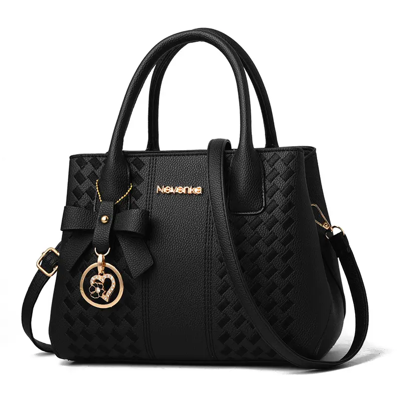 NB8001 New Design Luxury Model Women Golden Leather Embroidery Mesh Handbag With Pom Pom