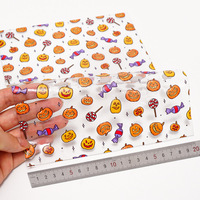30CM * 120CM 2024 Nouveau Halloween Citrouille Thème Imprimé Vinyle Synthétique Faux Pvc Transparent Cuir Pour Sacs Chaussures Ceintures Décoration