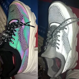 Iridescent Argento Olografico Arcobaleno Riflettente Cuoio DELL'UNITÀ di elaborazione Per Cucire-on Scarpe