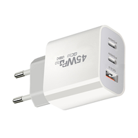 Bloc de chargeur mural USB C, chargeur 45W 3 ports Type C adaptateur secteur PD + chargeur multiport USB QC 3.0 pour iPhone 16/15