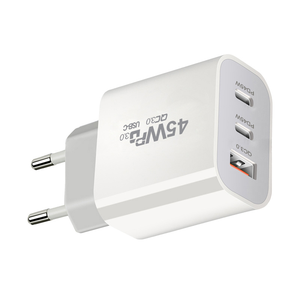 USB C 벽 충전기 블록, iPhone 16/15 45W <span class=keywords><strong>3</strong></span> 포트 유형 C 충전기 PD 전원 어댑터 + QC <span class=keywords><strong>3</strong></span>.0 USB 멀티포트 충전기 - Product Image 3