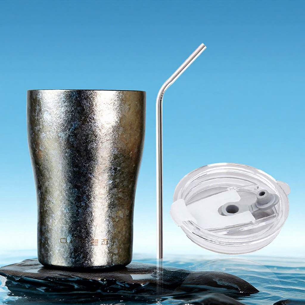 tasse en titane pur-320ml + paille + couvercle, 135g