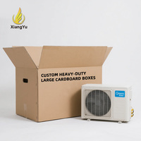 Boîtes en carton carrées robustes personnalisées avec trous de poignée, en carton ondulé empilable et résistant à l'eau pour climatiseurs domestiques