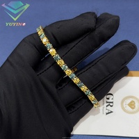 Pulsera de Cadena de Tenis con Diamantes de Moissanita Redondos y Brillantes de Plata de Ley 925 Clásica para Mujer