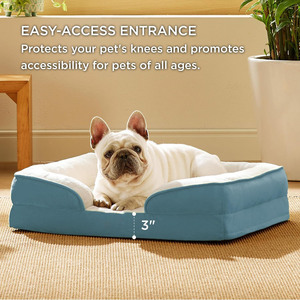Lit pour chien orthopédique en mousse à mémoire de forme, rectangulaire, minimaliste, fantaisie, amusant, personnalisé en usine, moderne, anti-stress, avec coussin en lin pour animaux de compagnie - Product Image 4