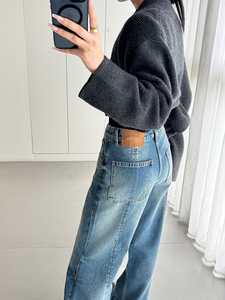 Yuanboei celana <span class=keywords><strong>Jeans</strong></span> kaki lebar wanita, celana Denim kaki lebar bergaya Boyfriend grosir untuk wanita - Product Image 6