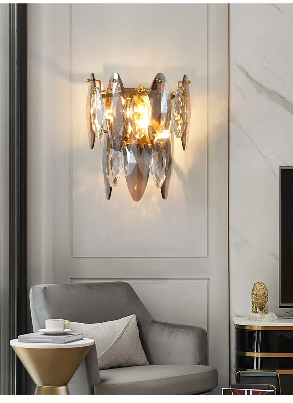 High Quality Postmodern Indoor Glass Cover Copper Hotel Brass Bedside Light Wall Mounted Sconces Lights Lamp For Home Bedroom