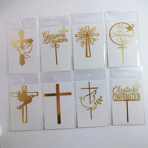 Decoraciones para Pasteles de Bautizo en Acrílico Dorado, Adornos para Cupcakes con Cruz y Paloma, Suministros para Decoración de Pasteles de Primera Comunión - Product Image 4