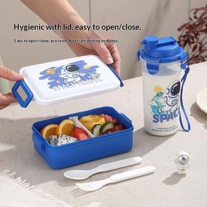<b>Set</b> Sealed Compartment Leak-Proof Design for Primary/Secondary School Students Microwave Heating Portable <b>Lunch</b> Box - Product Image 4