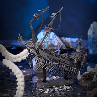 Rompecabezas Metálico 3D Piececool Barco Fantasma, Kit de Modelo para Armar, Set de Construcción del Barco Pirata Holandés Volador para Adultos