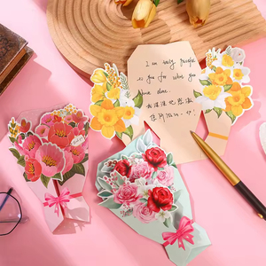 Carte de vœux 3D stéréo en forme de fleur, carte de vœux créative pour les fêtes, pour la Saint-Valentin, invitation de mariage, carte de vœux manuscrite - Product Image 3