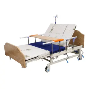 Hastane hemşirelik mobilya tuvalet ahşap hasta yatağı ile ayarlanabilir manuel dönüm hastane yatağı