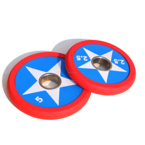 2.5kg 5kg 10kg 15kg 20kg 25kg Gym entraînement de force <span class=keywords><strong>prix</strong></span> d'usine couleur rouge Captain America plaque de poids - Product Image 4