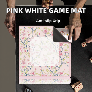 Pink and White Rubber Anti-Slip 4-Player Game <b>Mat</b> with Carrying Bag for Mahjong Cards and Board Tile Games 31.5 Inch Square - Product Image 2