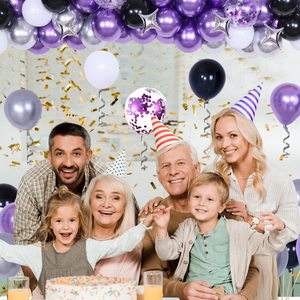Venta al por Mayor <span class=keywords><strong>de</strong></span> 117 Piezas <span class=keywords><strong>de</strong></span> Decoración <span class=keywords><strong>para</strong></span> Fiesta <span class=keywords><strong>de</strong></span> <span class=keywords><strong>Cumpleaños</strong></span> Color Morado, <span class=keywords><strong>Globos</strong></span> Morados y Negros <span class=keywords><strong>para</strong></span> Hombres, Mujeres, Niños y Niñas - Product Image 6